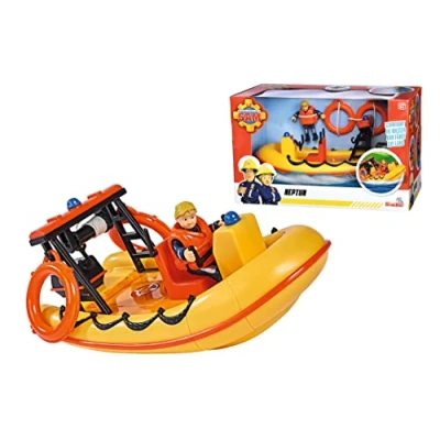 Bild av Simba 109252571038 Brandman Sam Båt Neptune med Penny Figur Räddningsbåt Neptun, och Tillbehör Ingår, 20 cm, Från 3 år