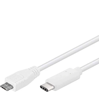 Bild av PremiumCord USB C till Micro 2.0 anslutningskabel 0,6 m, 3.1 typ kontakt mikro B kontakt, 3 x skärmad, färg vit, längd m
