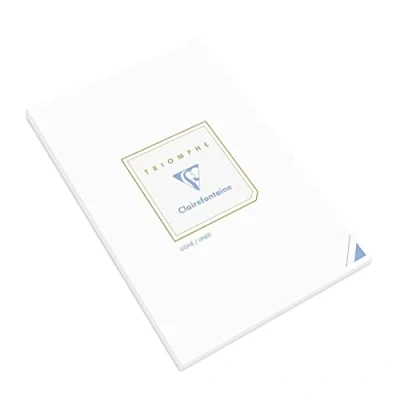 Bild av Clairefontaine ref 6124C triomphe vita avrivningspappersdynor (innehåller 50 ark) A5 (148 x 210 mm) i storlek, 90 gsm borstat velumpapper, linjerade linjer