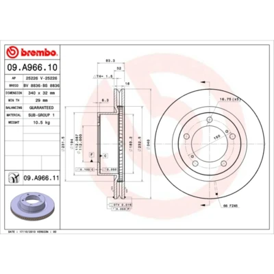 Bild av Bromsskiva BREMBO 09.A966.11