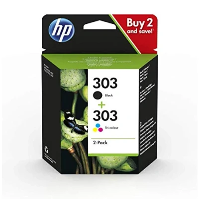 Bild av HP 303 (3YM92AE) Original bläckpatroner multipack (1 x svart, 1 färg) för ENVY 6200, 7100, 7134, 7220e, 7221e, 7224e, 7800, 7900e Tango skrivare