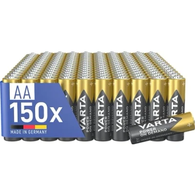 Bild av VARTA Batterier AA, paket med 150, Power on Demand, Alkaliska, 1,5V, förvaringspaket, flexibel, kraftfull, idealisk för datortillbehör, Smart Home enheter, Made in Germany
