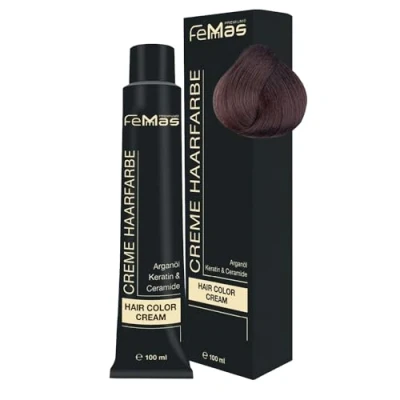 Bild av FemMas hårfärg mörkblond choklad intensiv 6,99 I professionell grädde med arganolja, keratin och ceramider permanent eller nyans för strålande färgresultat 100 ml
