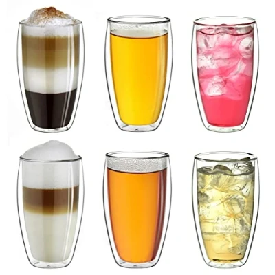 Bild av Creano DG SH dubbelväggigt termiskt glas 250 ml också lämpligt för små händer dubbelväggiga kaffeglas latteglas set med 6