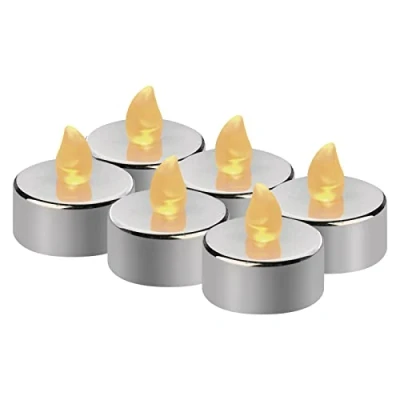 Bild av EMOS LED värmeljus silver, 6 stycken flamlösa ljus med flimmereffekt, dekoration för jul, julgran, allheliga, IP20 inomhus, batteri, varmvit DCCV12