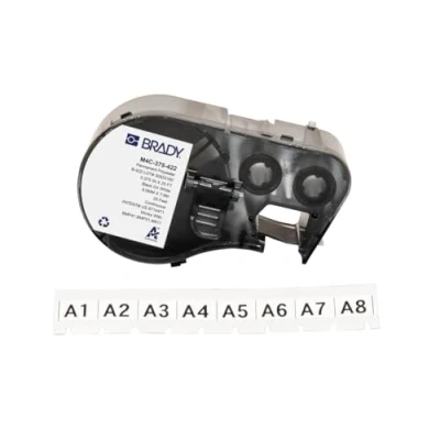 Bild av Brady Polyester blank permanent aggressivt akryllim 4 mil svart på vitt rulle (0,95 cm x 7,6 m) 1 (rullar) continuous label cartridge with ribbon för BMP53