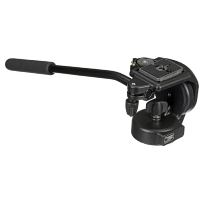 Bild av Manfrotto 128RC, Micro Fluid videohuvud med snabbfrigörande kameraplata, aluminium, 360 panoramarotation, för video, videografi, proffs, svart