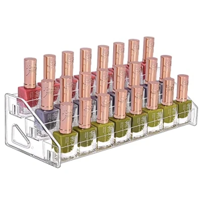 Bild av JessLab Nagellack Organizer, 3 Lagers Nagellacksställ Klar Akryl Nagellacks Hylla Hållare för Eterisk Olja Kosmetisk Displayväska Makeup Organizer Kosmetikaförvaring Badrumsskåp Bänkskiva