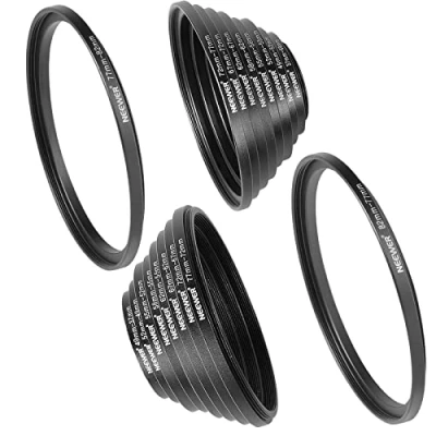 Bild av Neewer 18 delar metall kameralinsfilter adapter ringkit 9 stegring ring + nedstegsring set kompatibel med Canon Nikon Sony Olympus DSLR kamera (svart)