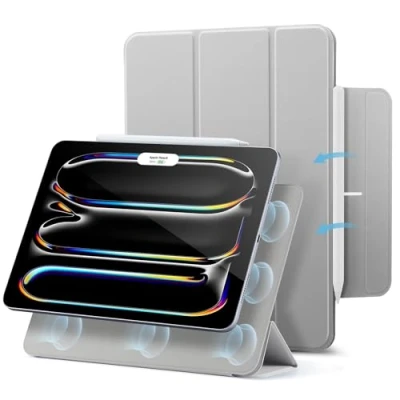 Bild av ESR fodral för iPad Pro 11 tum M4 (2024, 5:e generationen), magnetiskt med trefaldigt stöd, magnetisk anslutning, stöd penna Pro/USB C, automatisk aktivering/standby, hållbart skydd, grå