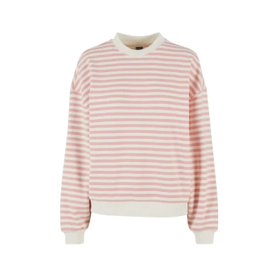 Bild av Urban Classics Striped Crewneck Sweatshirt, Storlek: 3XL, Lemonadepink whitesand