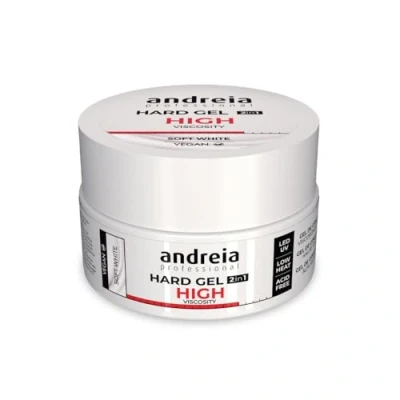 Bild av Andreia Professionell hård nagelgel, tvåfas, 2 i 1 LED och UV gelkonstruktion hög viskos gel för hårda, starka naglar spetsar förlängningar, bygggel färg mjuk vit 44 g