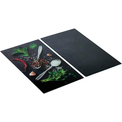 Bild av Allstar Glasskyddsplattor, basilika, set om 2, kokplattsskydd för glaskeramiska hällar, härdat glas, 30 x 0,8 52 cm, flerfärgade