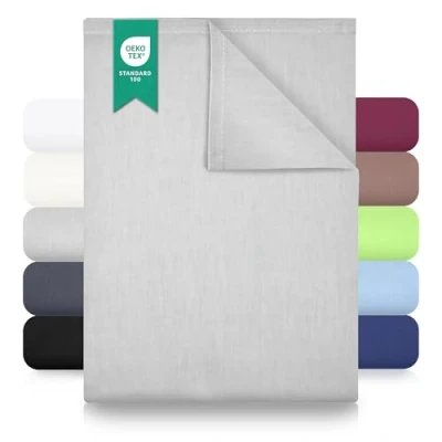 Bild av Klassiska lakan påslakan linne bomullstyg handduk 100% bomull utan elastiskt band från GREEN MARK Textilien® i många storlekar och färger, storlek: 180 x 275 cm, silvergrå