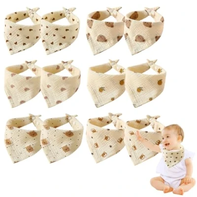 Bild av MEYAGOT Baby Haklapp, 12 stycken Bandana Haklappar, Drool Haklappar För Nyfödda, Pojkar, Flickor, Unisex, Justerbara Knappar, Silverton, Taglia unica