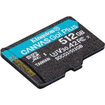 Bild av Kingston Canvas Go! Plus microSD minneskort klass 10, UHS I 512 GB microSDXC 170R A2 U3 V30 enkelpaket utan ADP