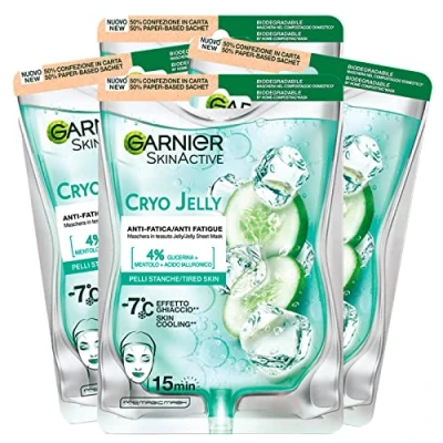 Bild av Garnier Skinactive Cryo Jelly Anti Fatic Face Mask Ice Effect med hyaluronsyrabehandling FÖRSLAG FÖR TRATA SKINS OCH OFF VEGAN FORMULA 1 ENHET (PACK OF 5)
