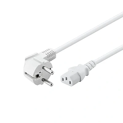 Bild av Goobay 95141 IEC kabel 3 m/C13 uttag &amp; 90 graders skyddskontakt vinkelkontakt/universell PC monitor strömkabel C13 strömkabel/vit/3 m