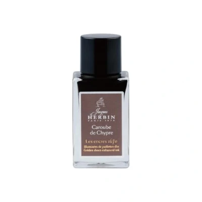 Bild av Jacques Herbin 16045JT En guldglitterbläckflaska för reservoarpenna, rullskridskor, glaspenna och reservoarhållare, 15 ml, Cypern Carob