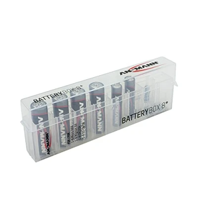Bild av ANSMANN Scatola per 8 batterie x Micro AAA 24x Stilo AA CR 123A CR2 Card SD Organizer plastica rigida portatile con coperchio semi trasparente