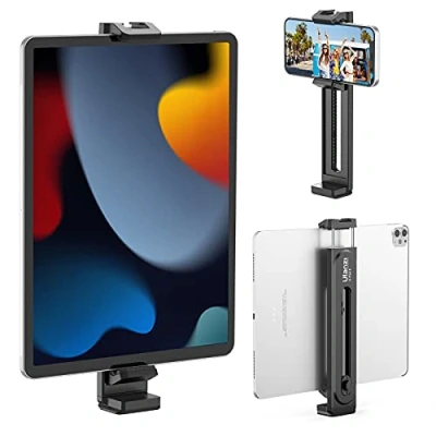 Bild av ULANZI iPad stativfäste, surfplatta stativadapter lätt, universell monteringsklämma med 1/4 tum skruv och kall sko, bärbar monteringsadapter för iPad/iPhone Serious, Samsung Galaxy Tabs