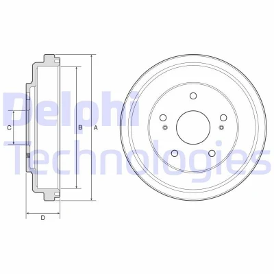 Bild av DELPHI BF609 Tambours de Frein sans bague ABS, roulement roue, palier 262 SUZUKI: SX4 I 5 portes