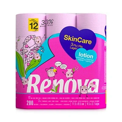 Bild av Renova Toalettpapper hudlotion 12 rullar lotion 3 lagers rosa papper XXL FSC® certifierad