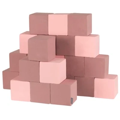 Bild av KiddyMoon skumkub för baby mjuka block 24 stycken skumleksaker Montessori leksaker med skum och ha kul barn, block: Erikafärger/rosa