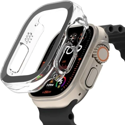 Bild av Belkins 2 i 1 skärmskydd TemperedCurve för Apple Watch Ultra och med stötskydd Tempered Glass skärmskydd, tillbehör till Genomskinligt
