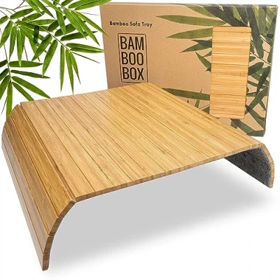 Bild av BAM BOO BOX Soffbricka/Soffhylla av Bambu för Drycker, Snacks etc. Armstödsbricka Massivt Trä