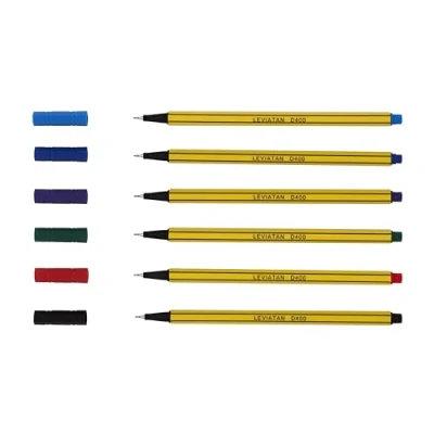Bild av LEVIATAN D400 Fineliner 6 olika färger lämplig för daglig användning, skriv och skolbehov hög kvalitet, superfein, linjebredd ca 0,4 mm