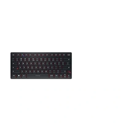 Bild av CHERRY KW 9200 MINI, kompakt tangentbord för flera enheter upp till 4 enheter, US International layout (QWERTY), anslutning via Bluetooth®, radio eller kabel, uppladdningsbart, svart
