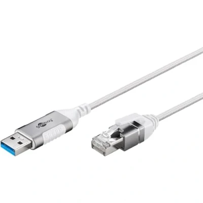 Bild av goobay USB A 3.0 till RJ45 Ethernet CAT 6 kabeladapter/kabeladapter/stabil trådbunden internetanslutning med router/nätverksswitch/USB RJ45/1 Gbit/s/2 m/74379