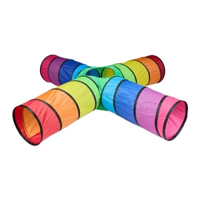 Bild av Relaxdays Lektunnel, 4 rör, färgglad barntunnel, HBT: 46 x 232 cm, robust popup tunnel, polyester,