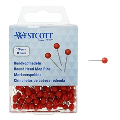 Bild av WESTCOTT Runt huvud, 100 stycken, 5 mm diameter, 16 lång, röd, E 10503 00