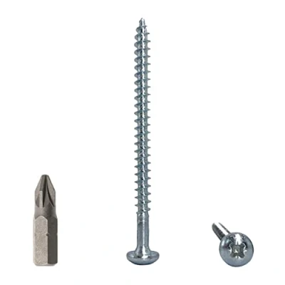 Bild av (Förpackning med 20 st) DIN 7981 zinkpläterat stål 5,0 x 70 mm träskruvar, spånskivskruvar pannhuvud, universell Pozi Drive skruv, PZ helt gängad (20, mm)