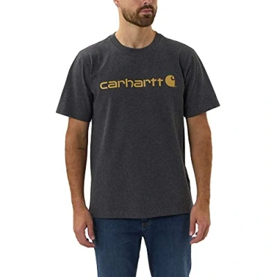 Bild av Carhartt Löst, tung kortärmad logotypgrafik för män, Antracit smälter, XL