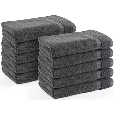 Bild av Utopia Towels 10 pack gästhanddukar 30 x 50 cm med hängöglor, små handdukar 100 % bomull mjuka och absorberande set (grå)