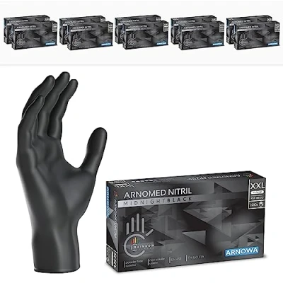 Bild av ARNOMED engångshandskar svarta, nitrilhandskar XXL, 1000 st, puderfria &amp; latexfria, engångshandskar, handskar finns i storlekarna XS, S, M, L, XL XXL