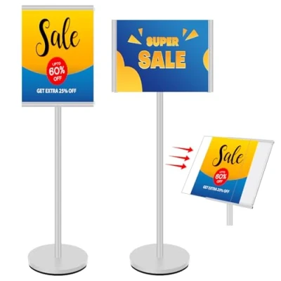 Bild av VAIIGO A3 affisch stativ skylt golv skylthållare slitstark display meny utomhus för vertikal och horisontell skärm, utställning, restaurang, butik, affärer, kontor, bröllop,