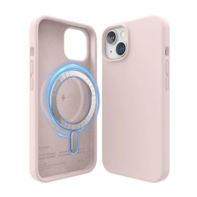 Bild av elago Magnetiskt silikonfodral kompatibelt med iPhone 14 (6,1 tum), alla MagSafe tillbehör, Integrerade magneter, högkvalitativ flytande silikon, Skyddsfodral (underbar rosa)