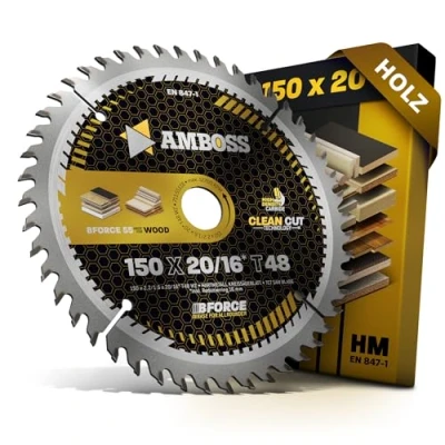 Bild av Cirkelsågklinga av hårdmetall 150 x 20 16 Z48 växeltand för trä, superfintandad Amboss Werkzeuge® Sågklinga mm + reduceringsring 1620 mm, lämplig bl.a. Bosch GB 1923, GKS 12 V, 46, PKS