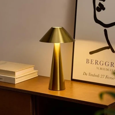 Bild av Bojim Magnetisk trådlös bord, uppladdningsbar USB skrivbord med batteri, 4 000 mAh, 3 justerbara färglägen, touch bord för utomhusbruk, sovrum, restaurang, terrass (guld)