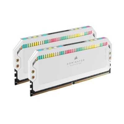 Bild av CORSAIR DOMINATOR PLATINUM RGB CMT32GX5M2B5600C36W DDR5 32GB (2x16GB) 5600MHz C36 (Integrerad spänningsreglering, Patenterad DHX kylning, 12 extremt ljusstarka CAPELLIX lampor) Vit