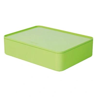 Bild av HAN Lådlåda Allison Smart Organizer Redskapslåda med innerskål och lock/serveringsbricka, stapelbar, för kontor, skrivbord, badrum, kök, möbelvänliga gummifötter, 1110 80, limegrön