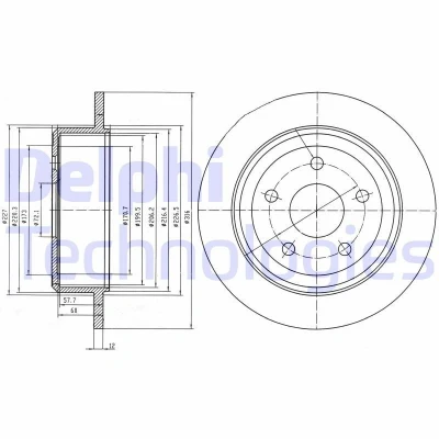 Bild av DELPHI BG4157 Disque de frein 316 12 5 plein huilé non traité sans roulement roue, bague ABS JEEP: WRANGLER 3