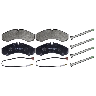 Bild av SWAG 60 11 6193 Jeu de plaquettes frein Essieu avant contact signal d&#039;usure inclus avec kit vis
