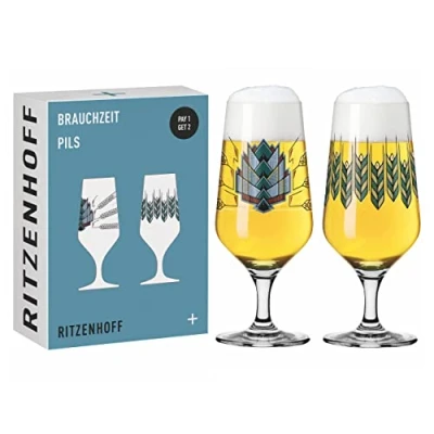 Bild av RITZENHOFF 6201001 ölglas 374 ml uppsättning av 2 serie användningstid med illustrationer, flerfärgad tillverkad i Tyskland