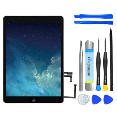 Bild av NB+ skärmbyte för iPad Air 2013 pekskärm digitaliserare förinstallerad med hemknapp och självhäftande modell A1474 A1475 A1476 (svart)