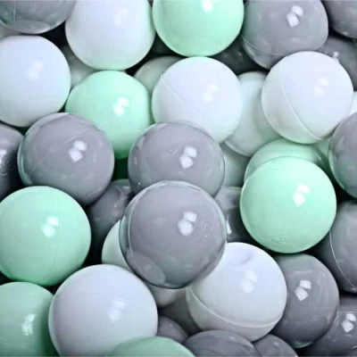 Bild av MEOWBABY 50/500 Ø 7 cm Barnbollar Lekbollar för Bollar Bad Poolspel Bollpool Bollpitt Barn Baby Plastbollar Färgglada Kulor Tillverkade i EU (300 x 7cm, mynt/vit/grå)